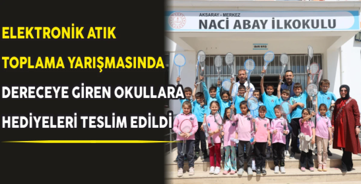 ELEKTRONİK ATIK TOPLAMA YARIŞMASINDA DERECEYE GİREN OKULLARA HEDİYELERİ TESLİM EDİLDİ